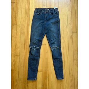 Levi's Women's 721 High Rise Skinny Jeans Blue Distressed Size 29